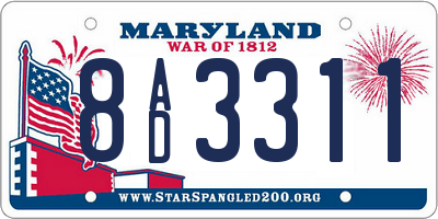MD license plate 8AD3311