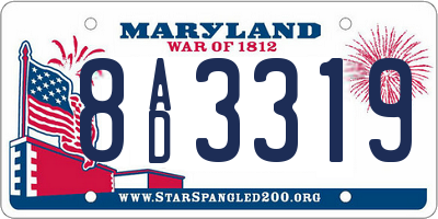 MD license plate 8AD3319