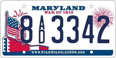MD license plate 8AD3342