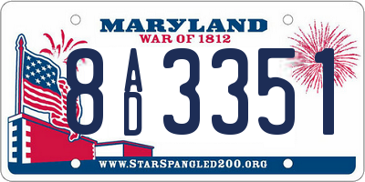 MD license plate 8AD3351