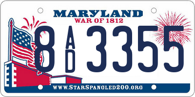 MD license plate 8AD3355