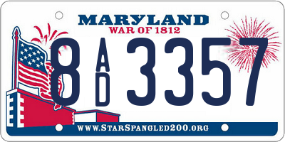 MD license plate 8AD3357