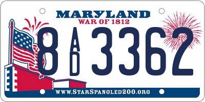 MD license plate 8AD3362