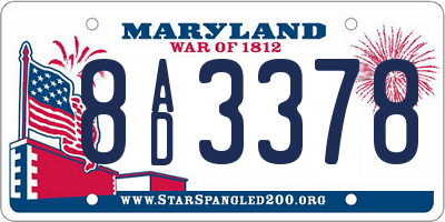 MD license plate 8AD3378