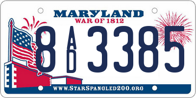 MD license plate 8AD3385