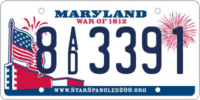 MD license plate 8AD3391