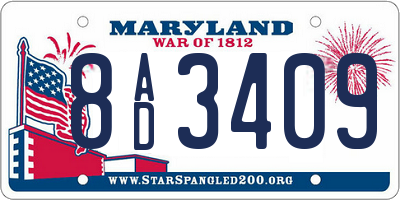 MD license plate 8AD3409