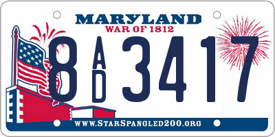 MD license plate 8AD3417