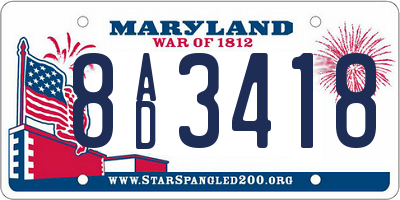 MD license plate 8AD3418