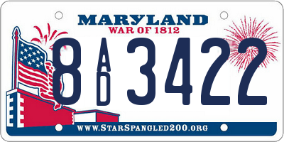 MD license plate 8AD3422