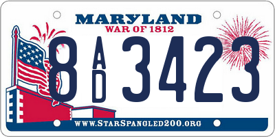 MD license plate 8AD3423