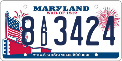 MD license plate 8AD3424
