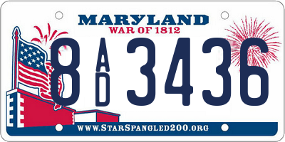 MD license plate 8AD3436