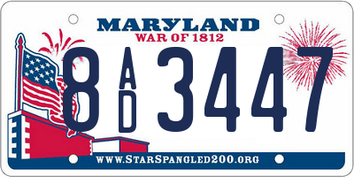 MD license plate 8AD3447