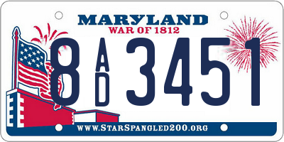 MD license plate 8AD3451