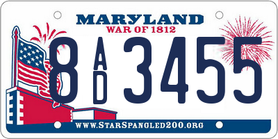 MD license plate 8AD3455