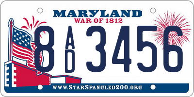 MD license plate 8AD3456
