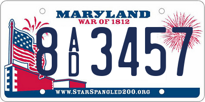 MD license plate 8AD3457