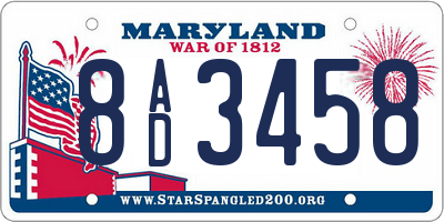 MD license plate 8AD3458