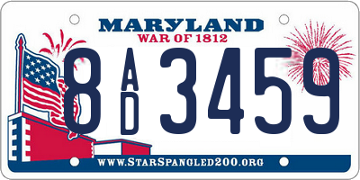 MD license plate 8AD3459