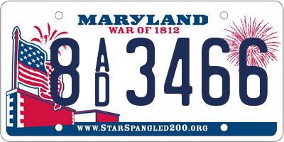 MD license plate 8AD3466