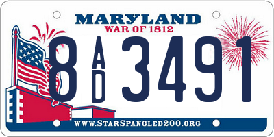 MD license plate 8AD3491