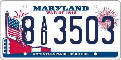 MD license plate 8AD3503