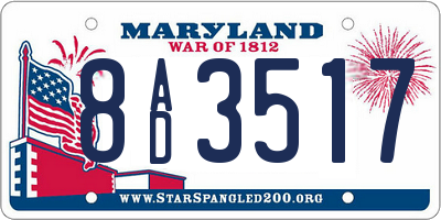 MD license plate 8AD3517