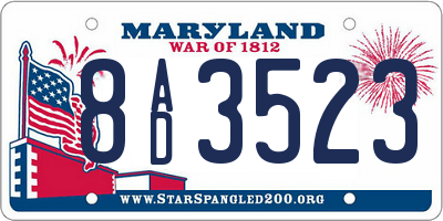 MD license plate 8AD3523