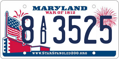 MD license plate 8AD3525