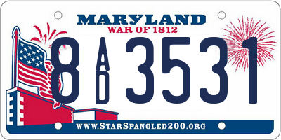 MD license plate 8AD3531