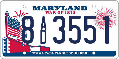 MD license plate 8AD3551