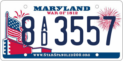 MD license plate 8AD3557