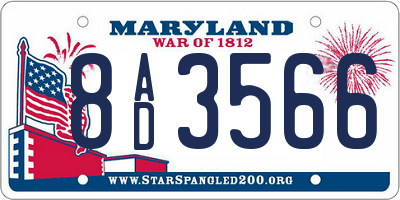 MD license plate 8AD3566