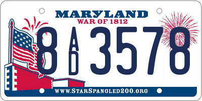 MD license plate 8AD3578