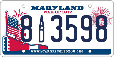 MD license plate 8AD3598