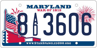 MD license plate 8AD3606