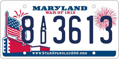 MD license plate 8AD3613