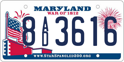 MD license plate 8AD3616
