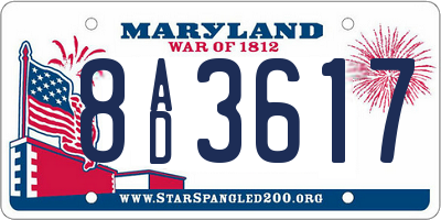 MD license plate 8AD3617