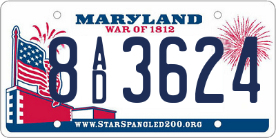 MD license plate 8AD3624