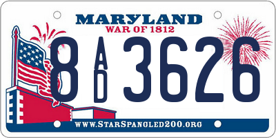 MD license plate 8AD3626