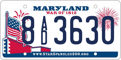 MD license plate 8AD3630
