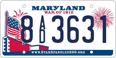 MD license plate 8AD3631