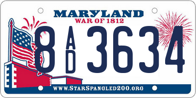 MD license plate 8AD3634