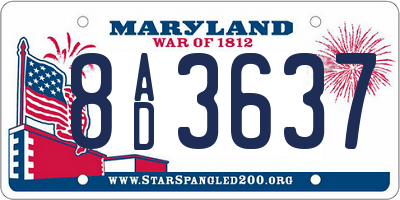 MD license plate 8AD3637