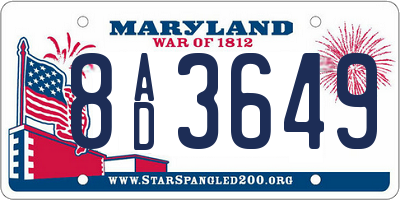 MD license plate 8AD3649