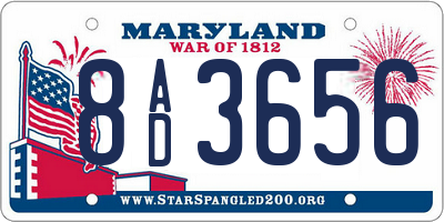 MD license plate 8AD3656