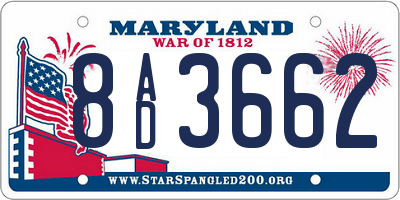 MD license plate 8AD3662