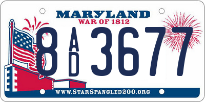 MD license plate 8AD3677